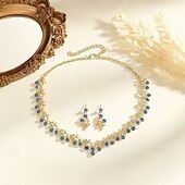 levne Sady šperků-Sady šperků 2 Zirkon Štras 1 x náhrdelník Náušnice Dámské Elegantní Módní Jednoduchý Roztomilý Vícevrstvé Ohňostroj Tvar květu nepravidelný Sada šperků Pro Svatební Párty Práce