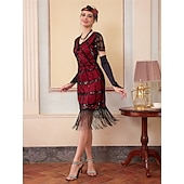 levne Šaty-Retro Řvoucí 20s 20. léta 20. století Bubenové šaty Šaty Úbory Velký Gatsby Svatební host Flitry Třásně Maškarní kostým Dámské Vánoce předvečer Všech svatých Karneval Párty a večer Svatební hostina