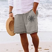 economico Vacanza-Per uomo Shorts Shorts di Lino Pantaloncini Estivi Shorts da Spiaggia Elastico in vita Coulisse Gamba Dritta Semplice Comodità Morbido Lunghezza al ginocchio Quotidiano Spiaggia Vacanza Moda Giallo