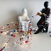 economico Striscie luci a batteria-1 Pz Luce Decorativa a Stringa con 30 LED 3M Patriottica per il 4 Luglio Giorno dell'Indipendenza 250° Anniversario Giorno della Memoria Stringa di Luci Decorativa a Stelle Rosse Bianche e Blu Tema