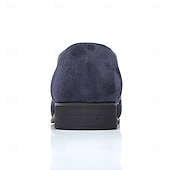 abordables Mocasines-Zapatos sin cordones de ante azul marino para hombre con detalles tachonados y detalles dorados: zapatos sin cordones de lujo para fiestas nocturnas, bodas y reuniones formales.
