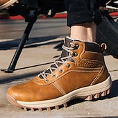 tanie Buty trekingowe-brązowe buty motocyklowe dla mężczyzn z podparciem kostki i wytrzymałą podeszwą, wytrzymały design na zewnątrz dla motocyklistów, na weekendowe wycieczki i eksplorację miejską
