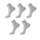 economico calzini da uomo-Per uomo 5 Paia Pacchi Multipli Calzini Calzini a Mezza Gamba Calzini da Corsa Calzini Casual Nero Bianco Colore Colore Solido / Tinta Unita Vacanza Sport &amp; Outdoor Quotidiano Base Medio Primavera