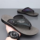 billige Ferietøfler-herre flip-flops i kunstskinn og netting, pustende slip-on-design med polstret såle, ideell for sommerstrand ved bassengkanten og avslappede helger