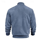 abordables Vestes en Suède Synthétique-Homme Veste Légère Veste Décontractée Vacances Quotidien Résistant à l&#039;usure Avec Poches Été Printemps Uni Mode Classique Col montant Régulier Noir Bleu Chameau Vert Véronèse Bleu de minuit Veste
