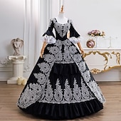 preiswerte Kleider-Vintage Rokoko Renaissance Maxi Kleid Normal Ein Hauch Prinzessin Braut Plissiert Gerüscht Prinzessin Rundhals Kostüm Damen Halloween Karneval Maskerade Leistung Party Halloween Erwachsene Ganzjahres