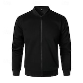 preiswerte Lässige Jacken-Herren Leichte Jacke Freizeitjacke Urlaub Täglich Tasche Frühling Herbst Einfach Mode Klassisch Stehkragen Regulär Schwarz Blau Grau Jacken