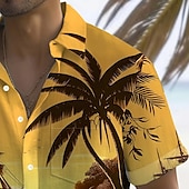 halpa Trooppiset kasvit-Miesten Kookospuu Trooppiset kasvit Havaiji paita Button Up paita Havaijilaispaita Lyhythihainen Havaijilainen Pyhäpäivä Ranta-asut Kesä Kevät Sänkyjen avaus 3D-tulostus kauluspaidat Edessä yksi tasku