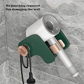 Недорогие Крючки и держатели-настенный держатель для фена для ванной комнаты, подставка для фена без сверления, минималистская роскошная полка для хранения парикмахерских принадлежностей