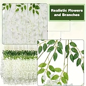 olcso Művirág-36 db-os műliliom virágfüzér, fehér függő műliliom esküvőre, partira, ünnepi dekorációra és otthoni kerti faldekorációra, karbantartásmentes