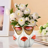 Недорогие Вазы и корзины-Бруталистский абстрактный цветочный горшок с лицом красавицы, многоликая девушка в виде смоляного кашпо, художественная настольная и садовая скульптура для декора домашнего патио