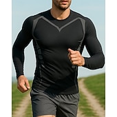 זול חולצות ריצה וטנק טופס-בגדי ריקוד גברים אחיד טישרט לריצה חולצת טניס קיץ אביב רזה שרוול ארוך ייבוש מהיר קל משקל אלסטי נושם טניס גולף ריצה שחור בגדי ספורט לבוש אקטיבי