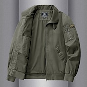 preiswerte Cargo-Jacken-100% Baumwolle Herren Bomberjacke Taktische Jacke Motorradjacke Outdoor Casual Weich Mehrere Taschen Frühling &amp;Herbst Uni Nationalflagge lässig bequem Stehkragen schwarz weiß khaki grün