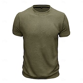economico T-shirt in maglia waffle-Per uomo Maglietta a Maglia Waffle Maglietta Manica Corta Girocollo Estate Tutte le stagioni Blocco di colori Testurizzato Moda Designer Casual Bottoni Base All&#039;aperto Casuale Quotidiano Esercito