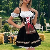 abordables Robes-Carnaval Oktoberfest Dirndl Robes traditionnelles Blouse Dirndl Oktoberfest / Bière Bavarois Bavarois Oktoberfest Style Traditionnel Prairies Femmes Tissu de style traditionnel Chemise Tablier