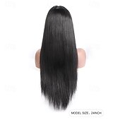 abordables Perruques à dentelle frontale-Perruque en cheveux humains raides de couleur naturelle 13*6, densité 150 %, 14 à 28 pouces