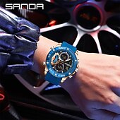 abordables Relojes digitales-Reloj electrónico de lujo Sanda 5104 para estudiantes, multifuncional, resistente al agua, deportivo, con cronómetro, a la moda.