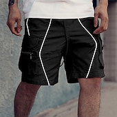 economico All&amp;#39;aperto-Per uomo Pantaloncini cargo Shorts Pantaloncini Estivi Coulisse Elastico in vita Multi-tasche Patchwork Comodità Indossabile Lunghezza al ginocchio All&#039;aperto Sport Quotidiano Moda Casual Nero Bianco