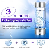 economico Attrezzatura da Campeggio-Bottiglia d&#039;acqua all&#039;idrogeno, generatore di acqua all&#039;idrogeno portatile, tecnologia SPE PEM, ionizzatore d&#039;acqua, regalo per amore, adatto per viaggi, esercizi, casa, coperchio nero.