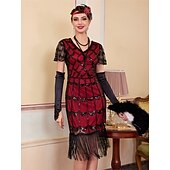 levne Šaty-Retro Řvoucí 20s 20. léta 20. století Bubenové šaty Šaty Úbory Velký Gatsby Svatební host Flitry Třásně Maškarní kostým Dámské Vánoce předvečer Všech svatých Karneval Párty a večer Svatební hostina