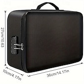 economico deposito bagagli e viaggi-Scatola portadocumenti e portacertificati portatile per laptop, 1 pezzo di borsa portaoggetti dal design unico con lucchetto a combinazione, organizer per file di grande capacità a 3 strati, leggero,