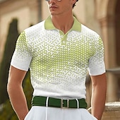 halpa Miesten geometrinen poolo-Miesten Geometrinen Vohveli poolopaidat Lyhythihainen Poolopaidat Kauluspaidat Business Casual liiketoiminta Urheilu- ja treenivaatteet Arki-asut 3D-tulostus Napit Kesä Musta Sininen Ruskea