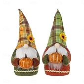 billiga tacksägelse &amp; höstdekoration-Ansiktslös gnomdekoration med höstpumpahuvud, kreativ plyschfigur på bord, höstlovs-gnomdocka för säsongsbetonad display i hemmakontor