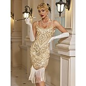 billiga Klänningar-Retro / vintage Glada 20-talet 1920-talet Flapper-klänning Klänningar Kläder Den store Gatsby Bröllopsgäst Paljetter Tofs Maskeradkläder Dam Jul Halloween Karnival Fest / afton Bröllopsfest Möhippa