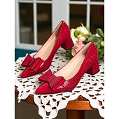 baratos década de 1950-Sapatos vintage femininos de couro envernizado com relevo de crocodilo - scarpins marrons de bico fino com laço grande e salto bloco para escritório, chás da tarde e roupas inspiradas nos anos 1950