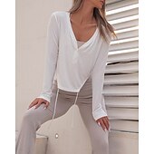 halpa Juoksupaidat ja tanktopit-Naisten Verryttelytakki Juoksupaita Kurenauha Pitkähihainen Topit Urheilu- ja treenivaatteet V kaula-aukko Yhtenäinen Wick-kosteus Tennis Golf Juoksu Urheiluasut Urheiluvaatteet Aprikoosi Valkoinen