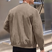 abordables Vestes en Suède Synthétique-Homme Veste Légère Veste Décontractée Vacances Quotidien Résistant à l&#039;usure Avec Poches Été Printemps Uni Mode Classique Col montant Régulier Noir Bleu Chameau Vert Véronèse Bleu de minuit Veste