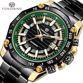 preiswerte Mechanische Uhren-FORSINING Herren Mechanische Uhr Luxus Großes Ziffernblatt Außenbereich Geschäft Automatische Selbstaufzug leuchtend Kalender Datum Edelstahlband Beobachten