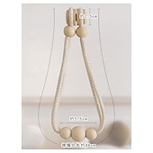 abordables Accessoires pour rideaux-Attaches de rideaux en bois boho avec perles en bois supports de rideaux en corde tissée faits à la main en beige