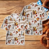 baratos Vestuário Gráfico-camisas havaianas Camisa Aloha Bávaro Munique Alemão Alpino Arte Gráfica para Homens Adulto Impressão 3D  para Carnaval Cerveja Oktoberfest Praia Férias Festa