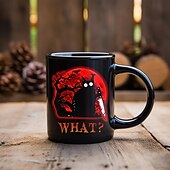 olcso Halloween Kithen-halloweeni ajándék bögre, fekete macskás kerámia kávésbögre 330ml/12oz, aranyos halloweeni pohár macskabarátoknak, ijesztő cica témájú bögre nőknek, barátoknak, ünnepi ajándék