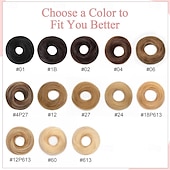abordables Chignons-Postiche chignon décoiffé, chouchous naturels ondulés et lissés, chignon donut, extensions de queue de cheval pour femmes et filles - #12 brun doré
