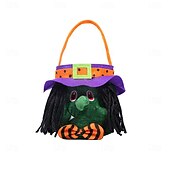 baratos Decorações de Halloween Penduradas e de Mesa-Saco de doces de abóbora de Halloween com 4 peças para crianças, sacola redonda para doces ou travessuras com chapéu, sacola de presente reutilizável para suprimentos e decorações de festa de
