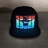 baratos Luzes decorativas-Boné snapback com LED ativado por som, chapéus com LED, boné de beisebol com exibição de mensagem, para festa de Natal e Halloween