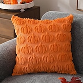 cheap Halloween Bedroom-Fall Pillow Covers Fall Decorations Autumn Orange Pumpkin Throw Pillow Cases Soft Plush Faux Fur Wool Couch Cushion Case for Chair Sofa Bedroom Living Room Home Decor