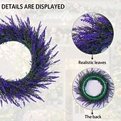 economico Fiore finti-Ghirlanda di lavanda artificiale da 40 cm per porta d'ingresso, decorazione da parete per interni, decorazione per matrimoni e accessorio fotografico