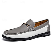 cheap Men&#039;s Slip-ons &amp; Loafers-Men&#039;s Green and White Faux Leather Moccasin Loafers Fashion Slip-On Driving Shoes for Casual Wear and Spring Outfits