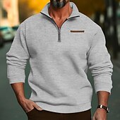 economico felpe in pile-Per uomo Felpa con cappuccio e zip Felpa con cappuccio e zip corta Felpa con cappuccio in pile Aalbicocca Rosso bordeaux Nero Bianco Rosso Colletto Mao Mezza zip Semplice Zip a un quarto Sport