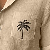 preiswerte Urlaub-Herren Hemd Leinenhemd Sommerhemd Strandbekleidung Einfach Urlaub Lässig Blau Orange Grün Khaki Kurzarm Revers Sommer Frühling &amp; Sommer Bekleidung Farbblock