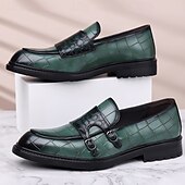 voordelige Hereninstappers &amp; loafers-Voor heren Instappers en instappers Krokodil patroon Wandelen Zakelijk Brits Bruiloft PU Leder Ademend Comfortabel Anti-slip Instapper Wijn Bruin Groen Herfst Winter