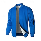 preiswerte Lässige Jacken-Herren Leichte Jacke Freizeitjacke Urlaub Täglich Tasche Frühling Herbst Einfach Mode Klassisch Stehkragen Regulär Schwarz Blau Grau Jacken
