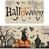 olcso Halloween hálószoba-halloweeni konyhaszőnyegek, 2 db konyhaszőnyeg, párnázott, fáradtsággátló konyhaszőnyegek padlóra, csúszásmentes álló asztali szőnyeg, vízálló konyhaszőnyeg-készlet konyhába, padlóra, irodába