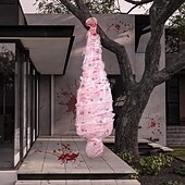 baratos Halloween-Adereços de Halloween para ambientes internos e externos - corpo de cadáver assustador com teia de aranha falsa e decoração de árvore pendurada, material plástico de estilo contemporâneo, sem penas,