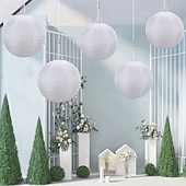 abordables Luces de paisaje-Luz de globo de estilo chino, energía solar para exteriores, linterna impresa de 12 pulgadas y 30 cm, lámpara colgante ip65, luz led de nailon resistente al agua para exteriores, jardín, fiesta,