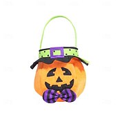 baratos Decorações de Halloween Penduradas e de Mesa-Saco de doces de abóbora de Halloween com 4 peças para crianças, sacola redonda para doces ou travessuras com chapéu, sacola de presente reutilizável para suprimentos e decorações de festa de