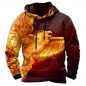abordables conjuntos de sudadera con capucha estampada para hombre-Hombre Fénix Sudaderas Sudadera Sudadera Manga Larga Sudadera con capucha Cuello Barco Fresco Impresión 3D Discoteca Ropa de calle Negro Amarillo Correa Otoño Invierno Diseñador